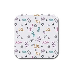 Doodle Pattern Rubber Square Coaster (4 Pack)