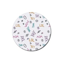 Doodle Pattern Rubber Round Coaster (4 Pack)