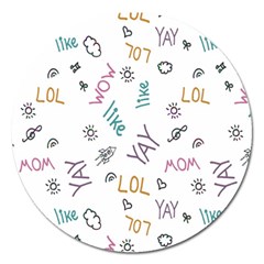 Doodle Pattern Magnet 5  (round)