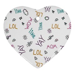 Doodle Pattern Heart Ornament (two Sides)