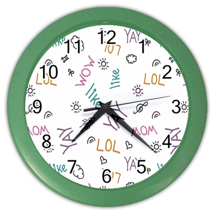 Doodle Pattern Color Wall Clock