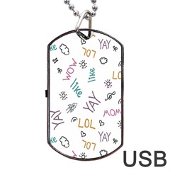 Doodle Pattern Dog Tag Usb Flash (two Sides)