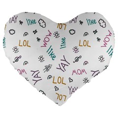 Doodle Pattern Large 19  Premium Heart Shape Cushions by pakminggu