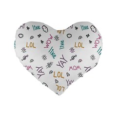 Doodle Pattern Standard 16  Premium Flano Heart Shape Cushions