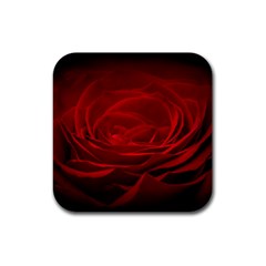 Rose Red Rose Red Flower Petals Waves Glow Rubber Coaster (square) by pakminggu