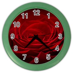 Rose Red Rose Red Flower Petals Waves Glow Color Wall Clock by pakminggu