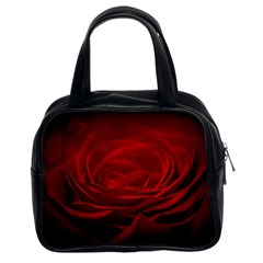 Rose Red Rose Red Flower Petals Waves Glow Classic Handbag (two Sides) by pakminggu