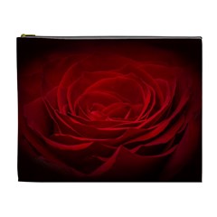 Rose Red Rose Red Flower Petals Waves Glow Cosmetic Bag (xl) by pakminggu