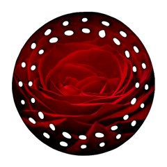 Rose Red Rose Red Flower Petals Waves Glow Round Filigree Ornament (two Sides) by pakminggu