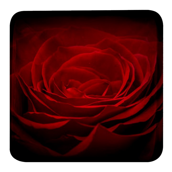 Rose Red Rose Red Flower Petals Waves Glow Square Glass Fridge Magnet (4 pack)