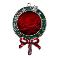 Rose Red Rose Red Flower Petals Waves Glow Metal X mas Lollipop With Crystal Ornament by pakminggu