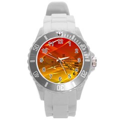 Music Notes Melody Note Sound Round Plastic Sport Watch (l) by pakminggu