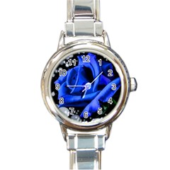 Blue Rose Roses Bloom Blossom Round Italian Charm Watch by pakminggu