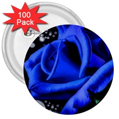 Blue Rose Roses Bloom Blossom 3  Buttons (100 Pack)  by pakminggu