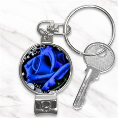 Blue Rose Roses Bloom Blossom Nail Clippers Key Chain by pakminggu