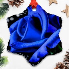 Blue Rose Roses Bloom Blossom Ornament (snowflake)