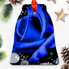 Blue Rose Roses Bloom Blossom Bell Ornament (two Sides)