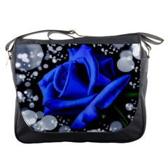 Blue Rose Roses Bloom Blossom Messenger Bag by pakminggu