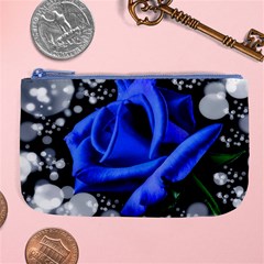 Blue Rose Roses Bloom Blossom Large Coin Purse