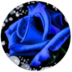 Blue Rose Roses Bloom Blossom Wooden Bottle Opener (round) by pakminggu