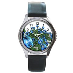 Flowers Roses Rose Nature Bouquet Round Metal Watch