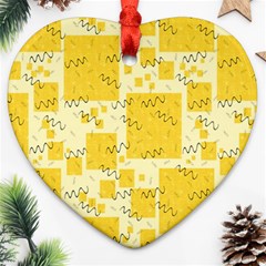 Party Confetti Yellow Squares Ornament (heart)