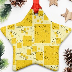 Party Confetti Yellow Squares Ornament (star)