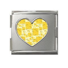 Party Confetti Yellow Squares Mega Link Heart Italian Charm (18mm) by pakminggu