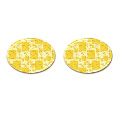 Party Confetti Yellow Squares Cufflinks (oval) by pakminggu