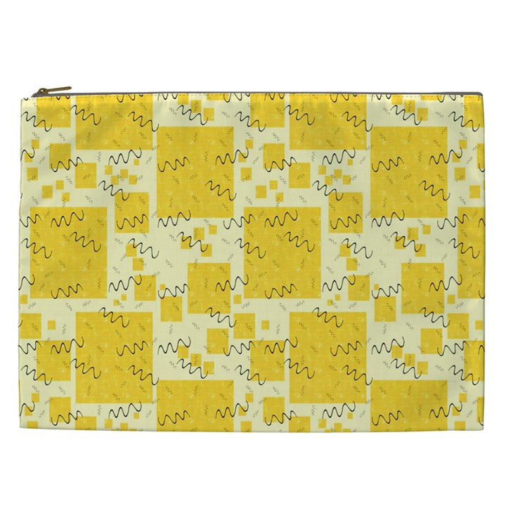 Party Confetti Yellow Squares Cosmetic Bag (XXL)