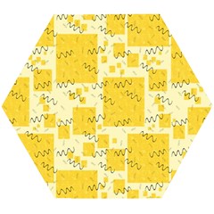 Party Confetti Yellow Squares Wooden Puzzle Hexagon by pakminggu