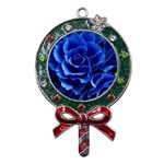 Roses Flowers Plant Romance Metal X Mas Lollipop with Crystal Ornament Front