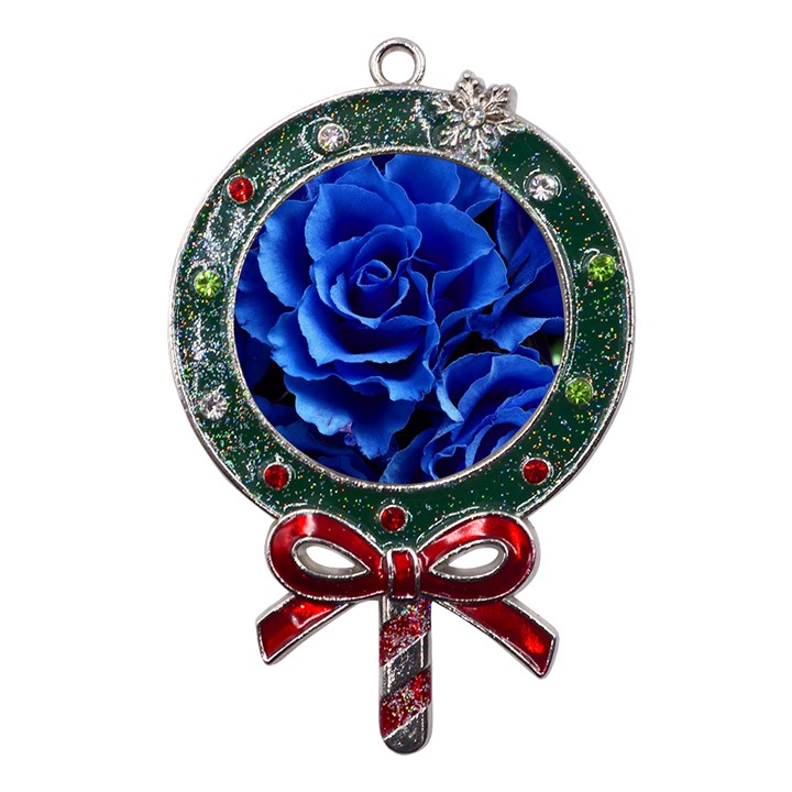 Roses Flowers Plant Romance Metal X Mas Lollipop with Crystal Ornament