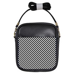 Background Black Board Checker Checkerboard Girls Sling Bag by pakminggu