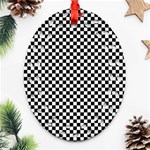 Background Black Board Checker Checkerboard Oval Filigree Ornament (Two Sides) Back