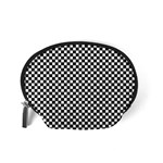 Background Black Board Checker Checkerboard Accessory Pouch (Small) Back