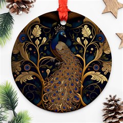 Peacock Plumage Bird  Pattern Graceful Ornament (round) by pakminggu