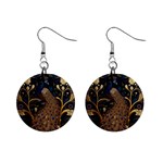 Peacock Plumage Bird  Pattern Graceful Mini Button Earrings Front