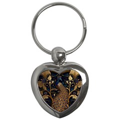 Peacock Plumage Bird  Pattern Graceful Key Chain (heart) by pakminggu