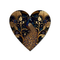 Peacock Plumage Bird  Pattern Graceful Heart Magnet