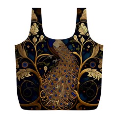 Peacock Plumage Bird  Pattern Graceful Full Print Recycle Bag (l) by pakminggu