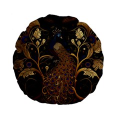 Peacock Plumage Bird  Pattern Graceful Standard 15  Premium Flano Round Cushions