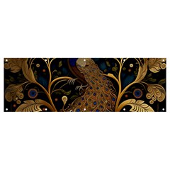 Peacock Plumage Bird  Pattern Graceful Banner And Sign 12  X 4  by pakminggu