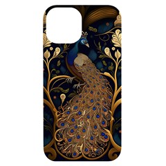 Peacock Plumage Bird  Pattern Graceful Iphone 14 Black Uv Print Case by pakminggu