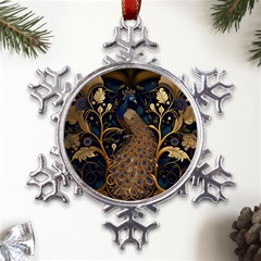 Peacock Plumage Bird  Pattern Graceful Metal Large Snowflake Ornament by pakminggu