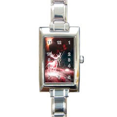 Deer Animal Moon Planet Space Fantasy Rectangle Italian Charm Watch