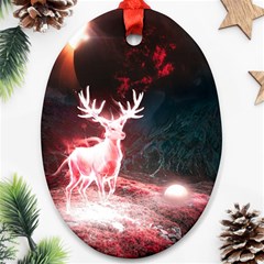 Deer Animal Moon Planet Space Fantasy Ornament (oval) by pakminggu