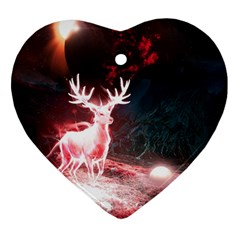 Deer Animal Moon Planet Space Fantasy Ornament (heart) by pakminggu