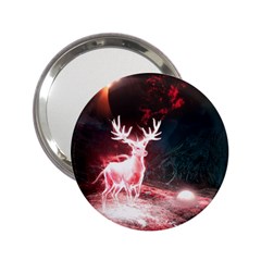 Deer Animal Moon Planet Space Fantasy 2.25  Handbag Mirrors