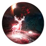 Deer Animal Moon Planet Space Fantasy Magnet 5  (Round) Front